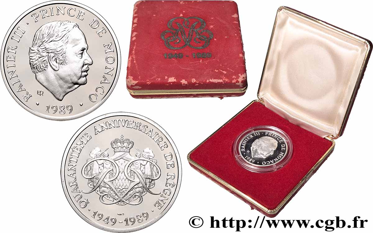 MONACO Médaille, Rainier III, 40e anniversaire de règne fST