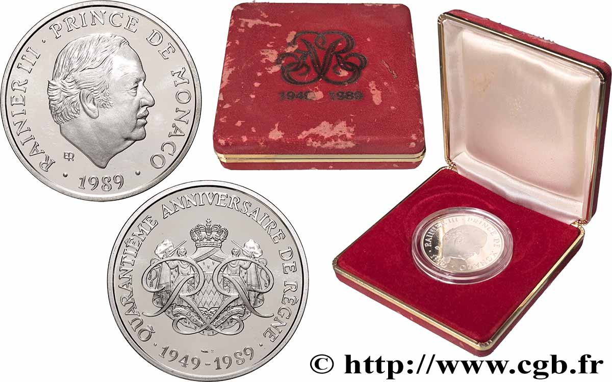 MONACO Médaille, Rainier III, 40e anniversaire de règne AU/MS