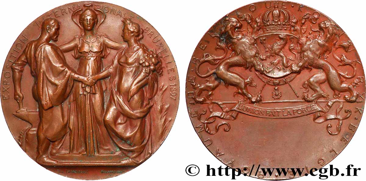 BELGIQUE - ROYAUME DE BELGIQUE - LÉOPOLD II Médaille, Exposition internationale fVZ