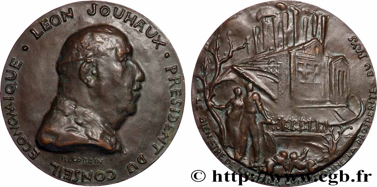 IV REPUBLIC Médaille, Léon Jouhaux AU