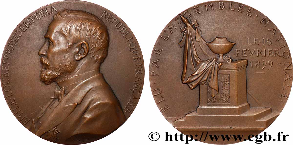 III REPUBLIC Médaille, Élection du président Émile Loubet AU