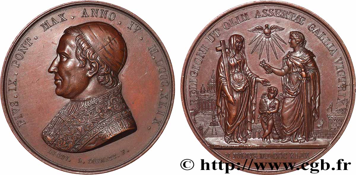 VATICAN - PIUS IX (Giovanni Maria Mastai Ferretti) Médaille, l Indépendance Pontificale garantie par la France AU