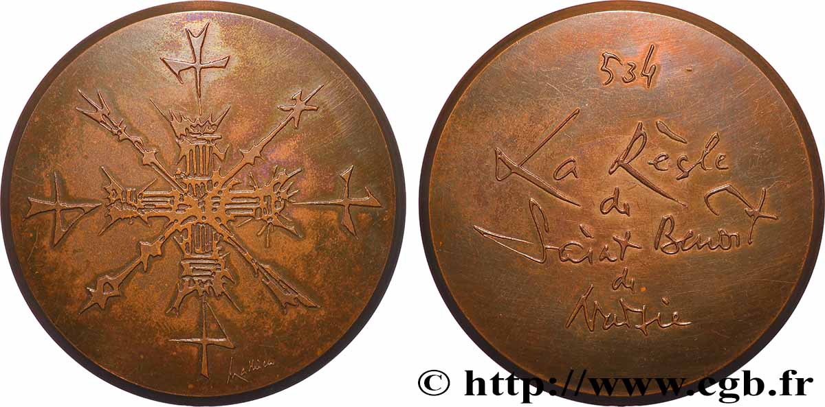 CINQUIÈME RÉPUBLIQUE Médaille, La règle de Saint Benoît TTB
