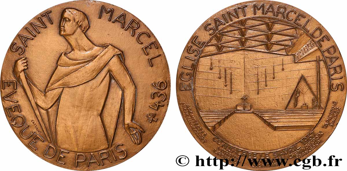 FUNFTE FRANZOSISCHE REPUBLIK Médaille, Église Saint-Marcel de Paris VZ