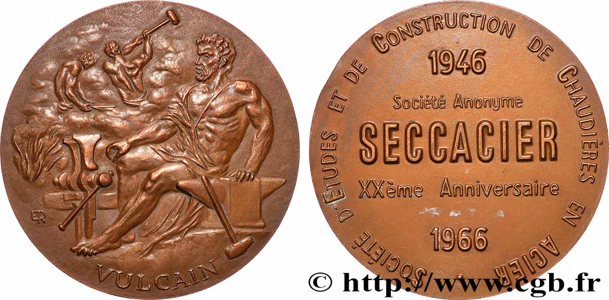 V REPUBLIC Médaille, Vulcain, Société SECCACIER AU