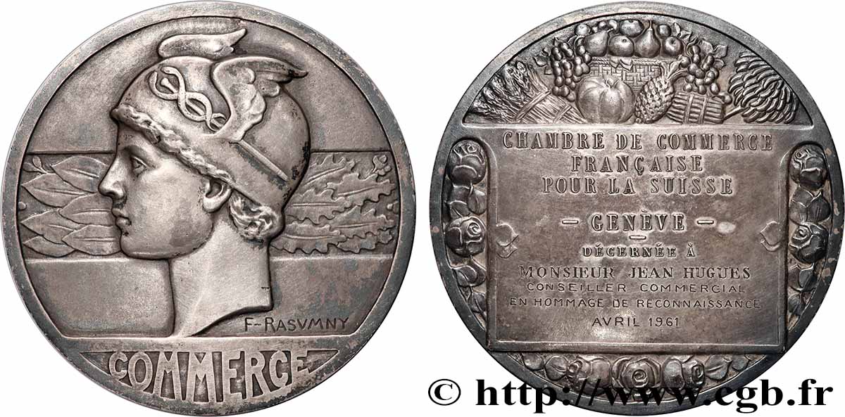 FUNFTE FRANZOSISCHE REPUBLIK Médaille, COMMERCE, Chambre de commerce française pour la Suisse fVZ