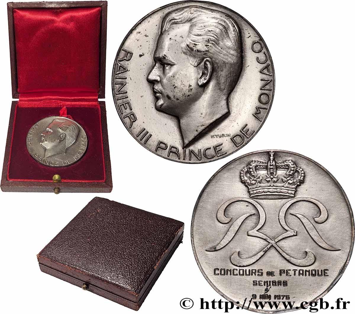 MONACO Médaille, Rainier III, Prince de Monaco, Concours de pétanque TTB+