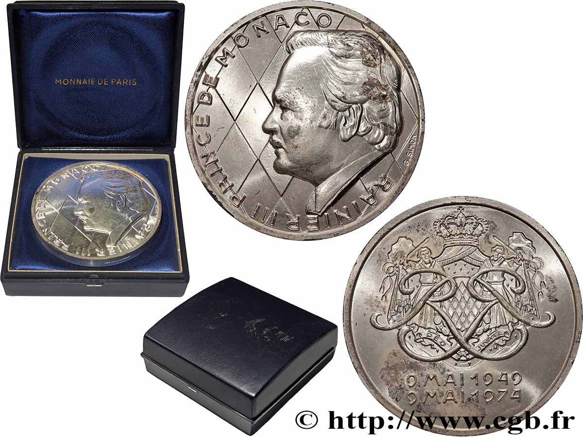 MONACO Médaille, Rainier III, 25 ans de règne SPL