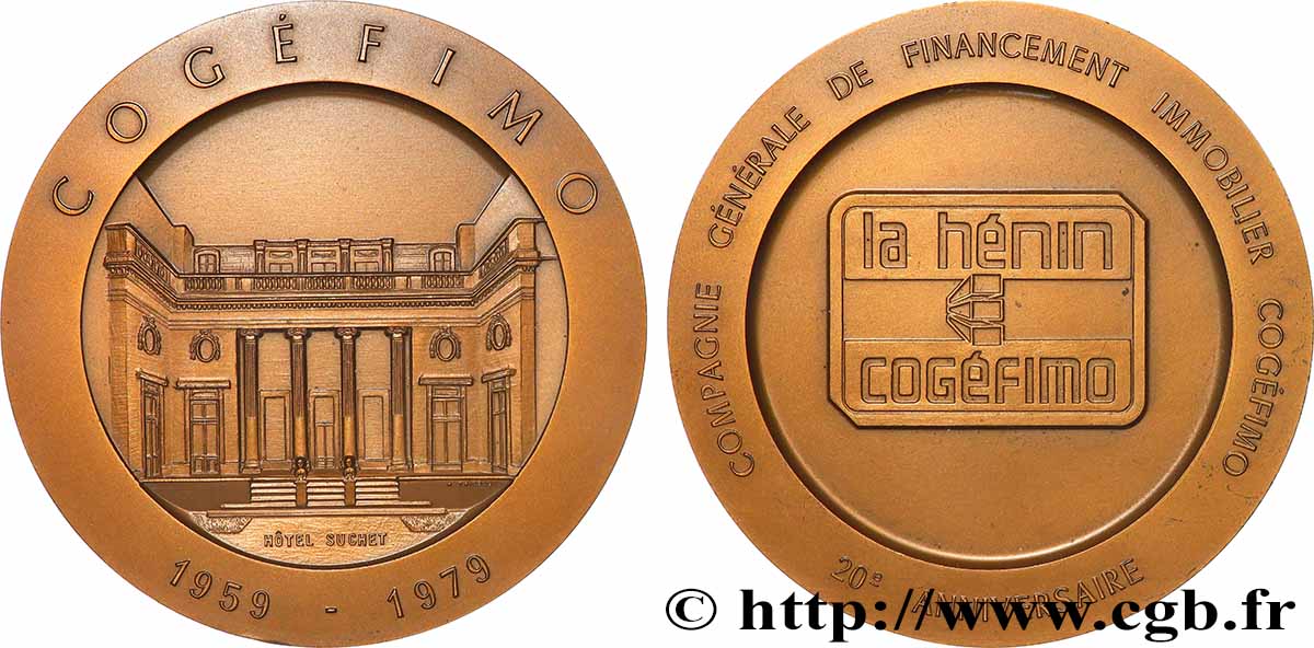 CINQUIÈME RÉPUBLIQUE Médaille, Hôtel Suchet, 20e anniversaire de la COGEFIMO SUP
