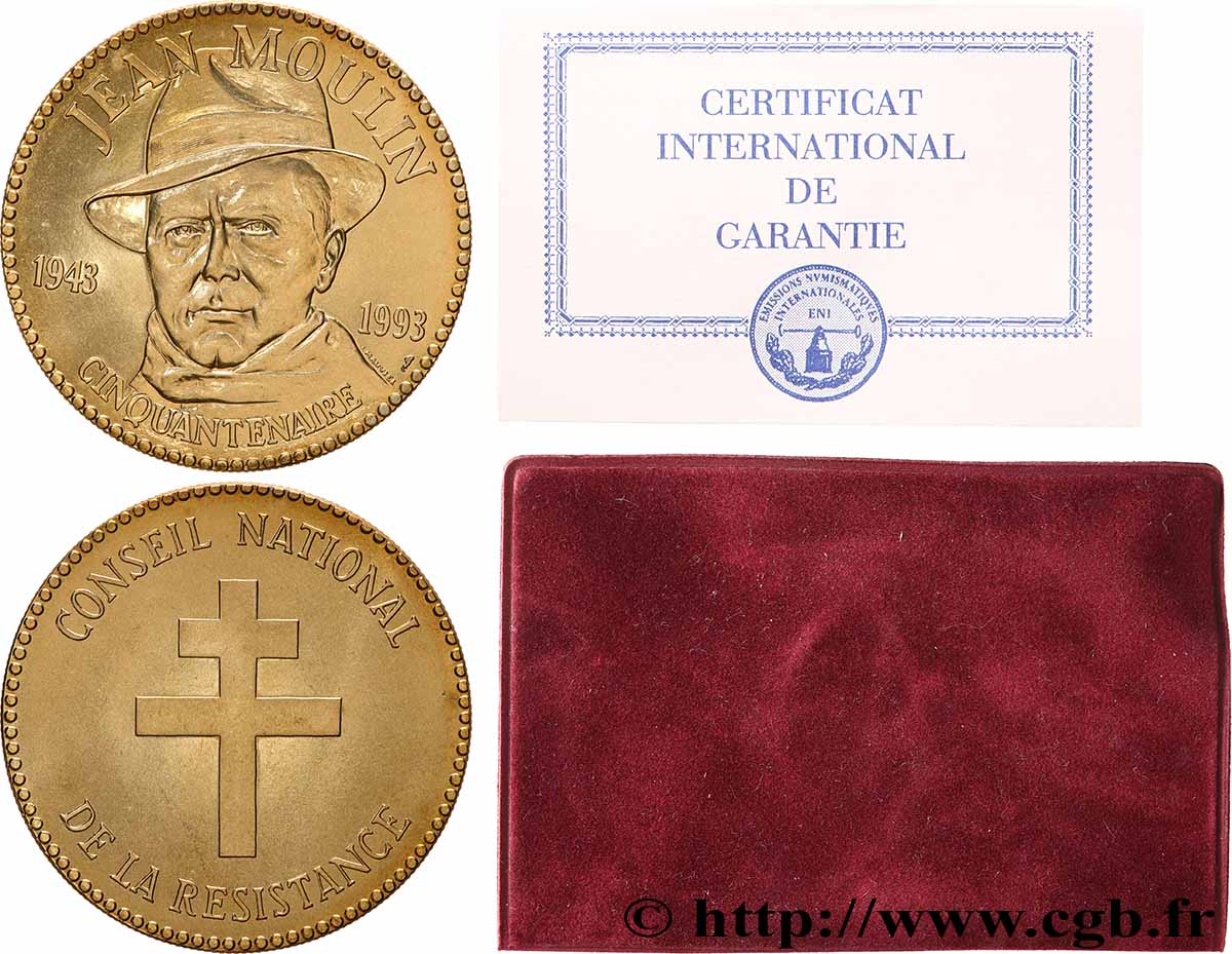 PERSONNAGES CÉLÈBRES Médaille, Jean Moulin, Conseil national de la résistance AU