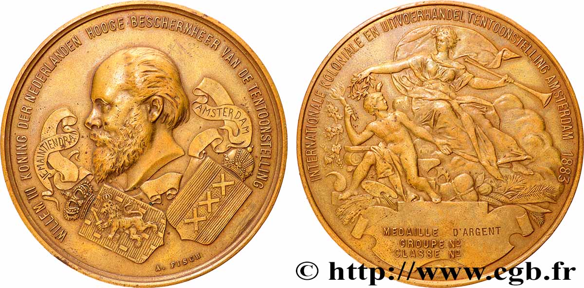 PAYS BAS - ROYAUME DE HOLLANDE - GUILLAUME III Médaille, Exposition internationale coloniale et de l export fVZ