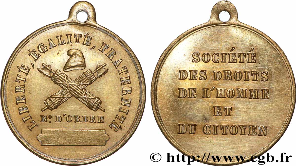 DEUXIÈME RÉPUBLIQUE Médaille historique des clubs fVZ