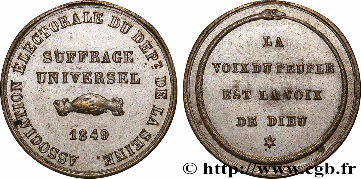DEUXIÈME RÉPUBLIQUE Médaille, Association électorale du département de la Seine EBC