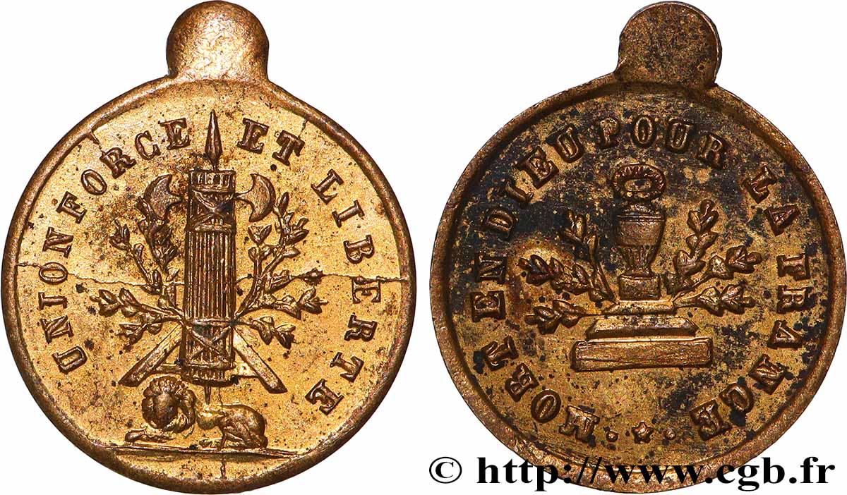 SECOND REPUBLIC Médaille, Union force et liberté AU