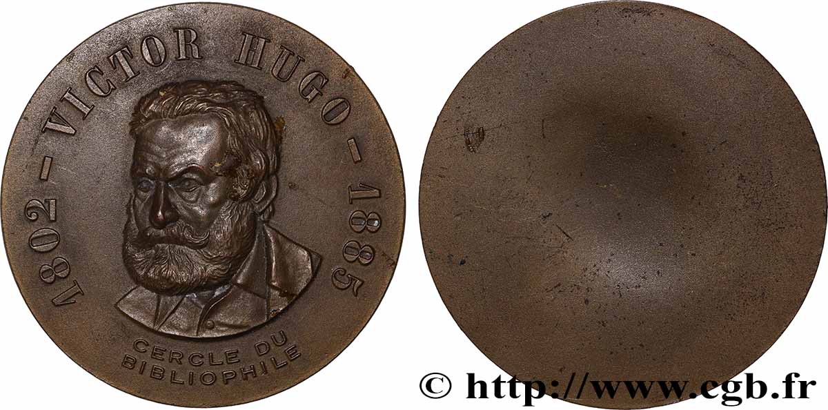 LITTÉRATURE : ÉCRIVAINS/ÉCRIVAINES - POÈTES Médaille, Victor Hugo, Cercle du bibliophile TTB+