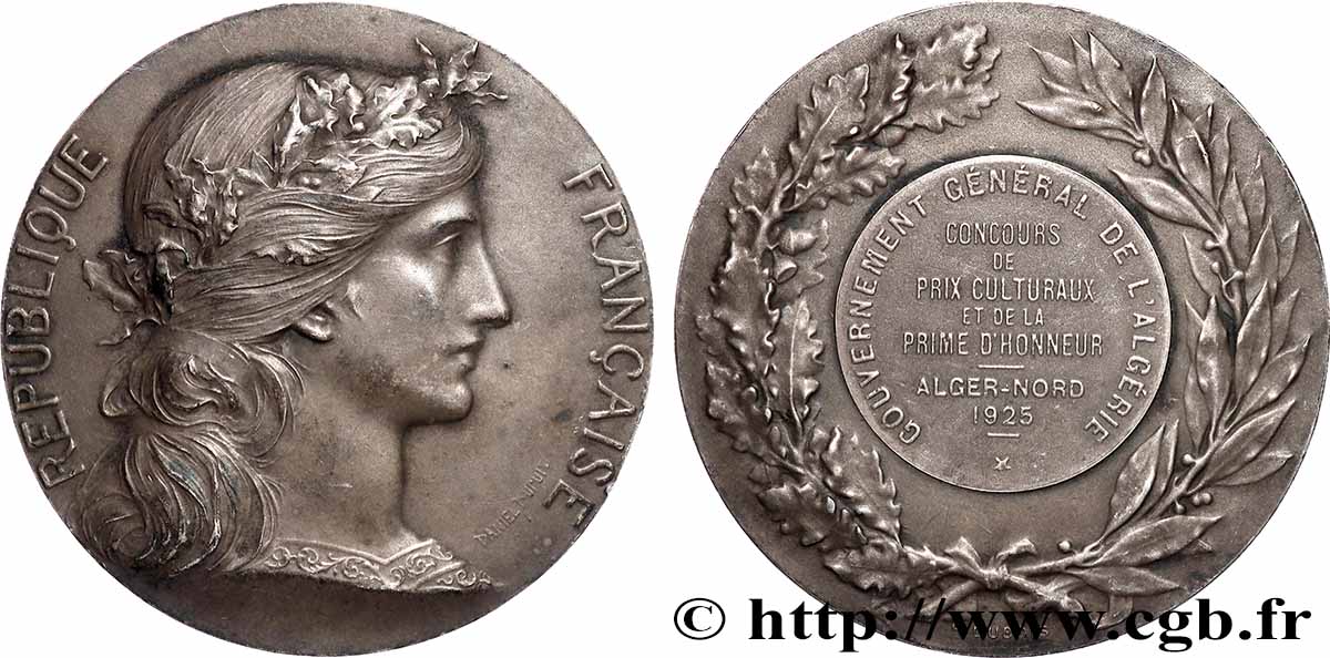 ALGERIA - THIRD REPUBLIC Médaille, Concours de prix culturaux et de la prime d’honneur AU