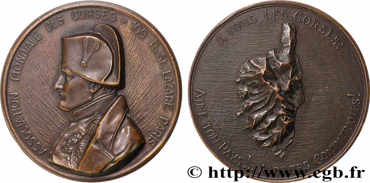 V REPUBLIC Médaille, Napoléon Bonaparte, Association mondiale des corses AU