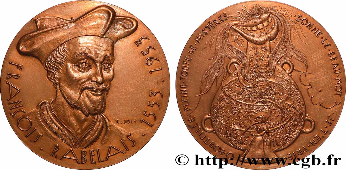LITERATURE : WRITERS - POETS Médaille, François Rabelais VZ