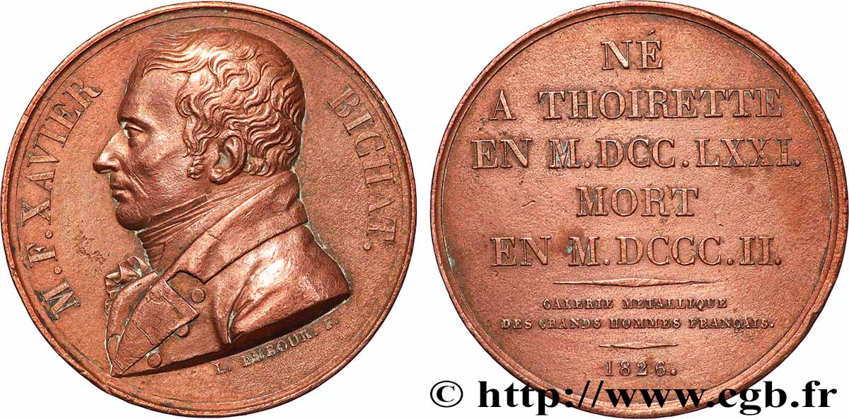 GALERIE MÉTALLIQUE DES GRANDS HOMMES FRANÇAIS Médaille, Marie François Xavier Bichat XF