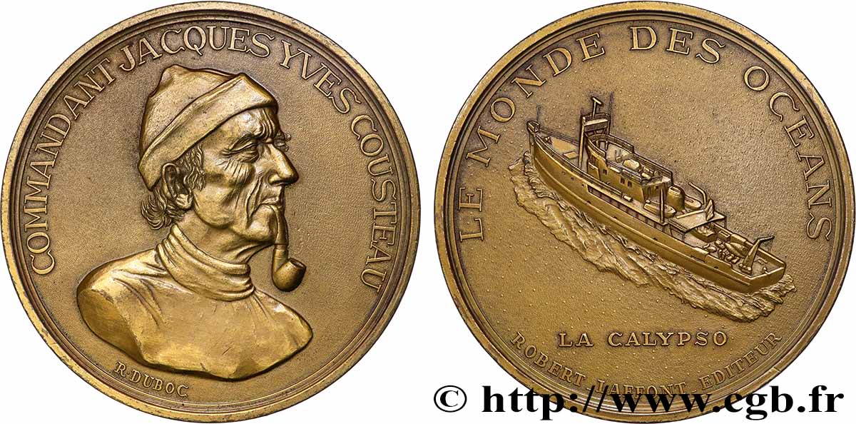 FAMOUS FIGURES Médaille, Commandant Cousteau, la Calypso AU