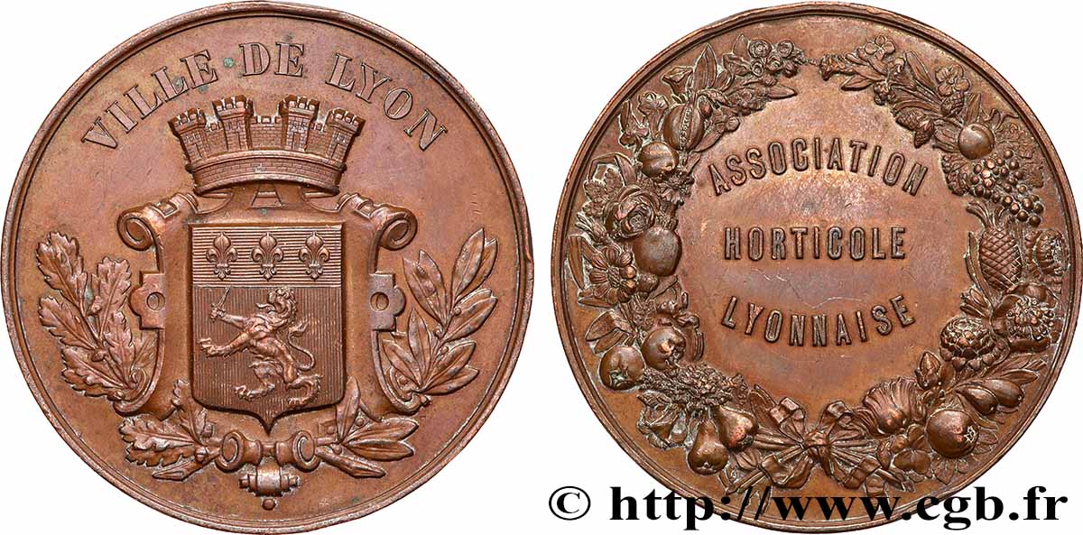 LYON AND THE LYONNAIS AREA (JETONS AND MEDALS OF...) Médaille, Association horticole lyonnaise AU