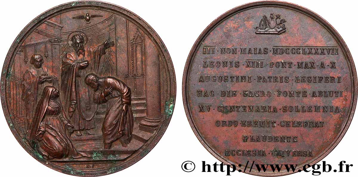 ITALY - PAPAL STATES - LEO XIII (Vincenzo Gioacchino Pecci) Médaille, 1500e anniversaire du baptême de Saint-Augustin XF