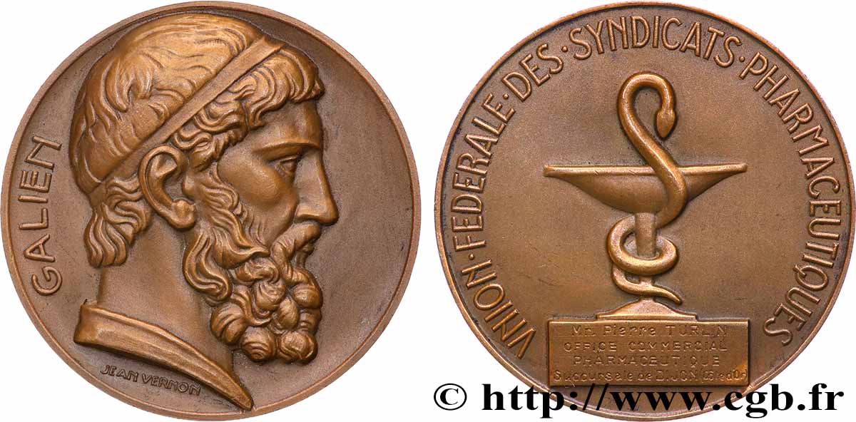 PHARMACISTS - CHEMISTS - APOTHECARIES Médaille, Galien, Union fédérale des syndicats pharmaceutiques AU