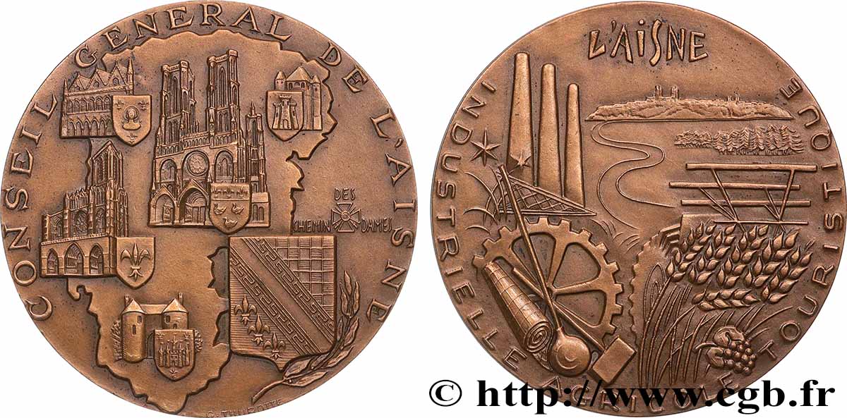 V REPUBLIC Médaille, Conseil général de l’Aisne AU
