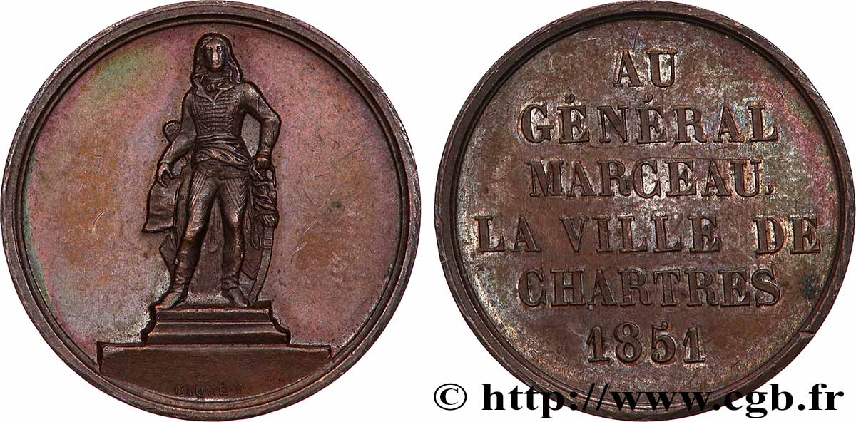 DEUXIÈME RÉPUBLIQUE Médaille, Général Marceau AU