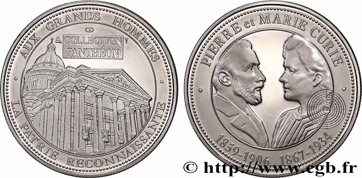 COLLECTION PANTHÉON - AUX GRANDS HOMMES Médaille, Pierre et Marie Curie AU