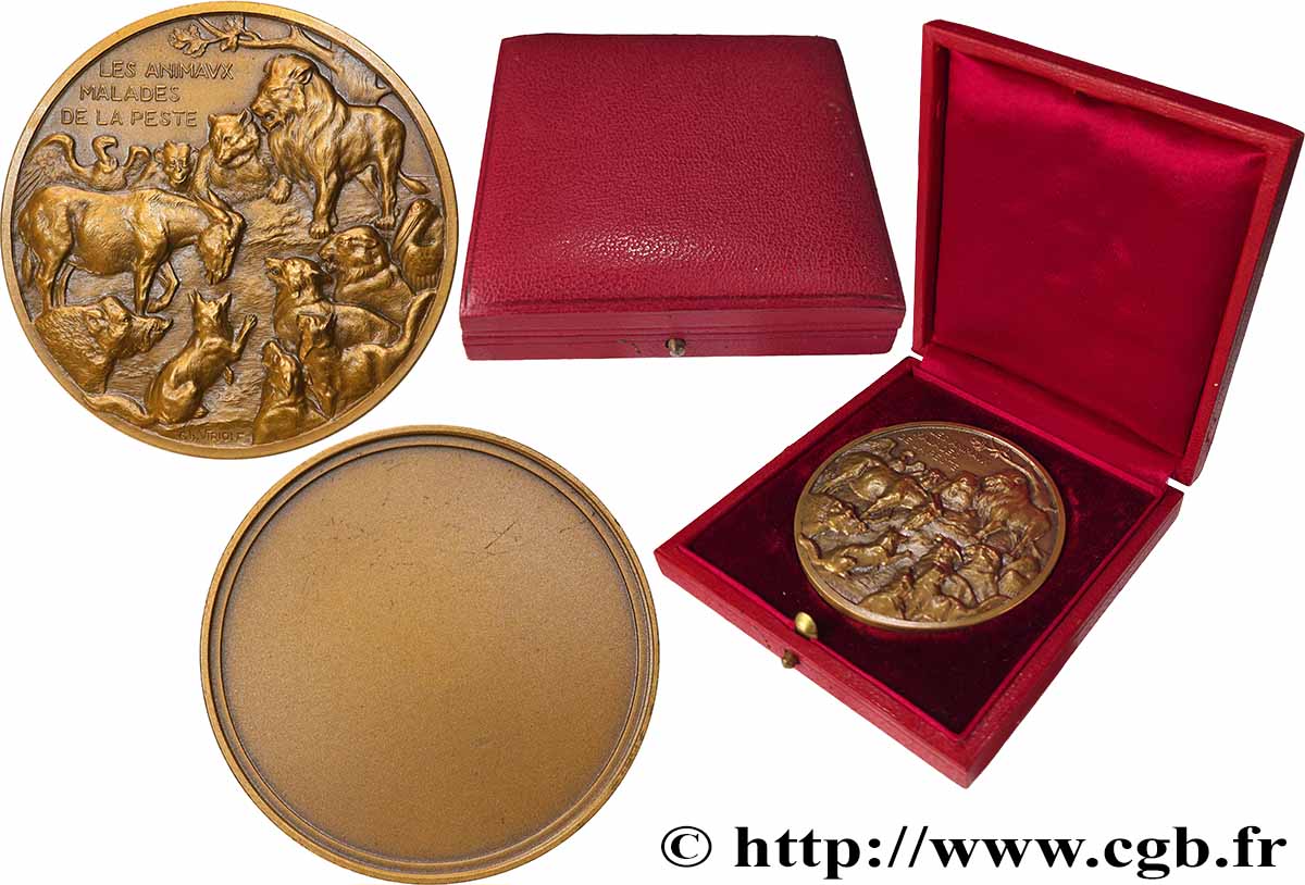 LITTÉRATURE : ÉCRIVAINS/ÉCRIVAINES - POÈTES Médaille, Les animaux malades de la peste SUP/TTB+