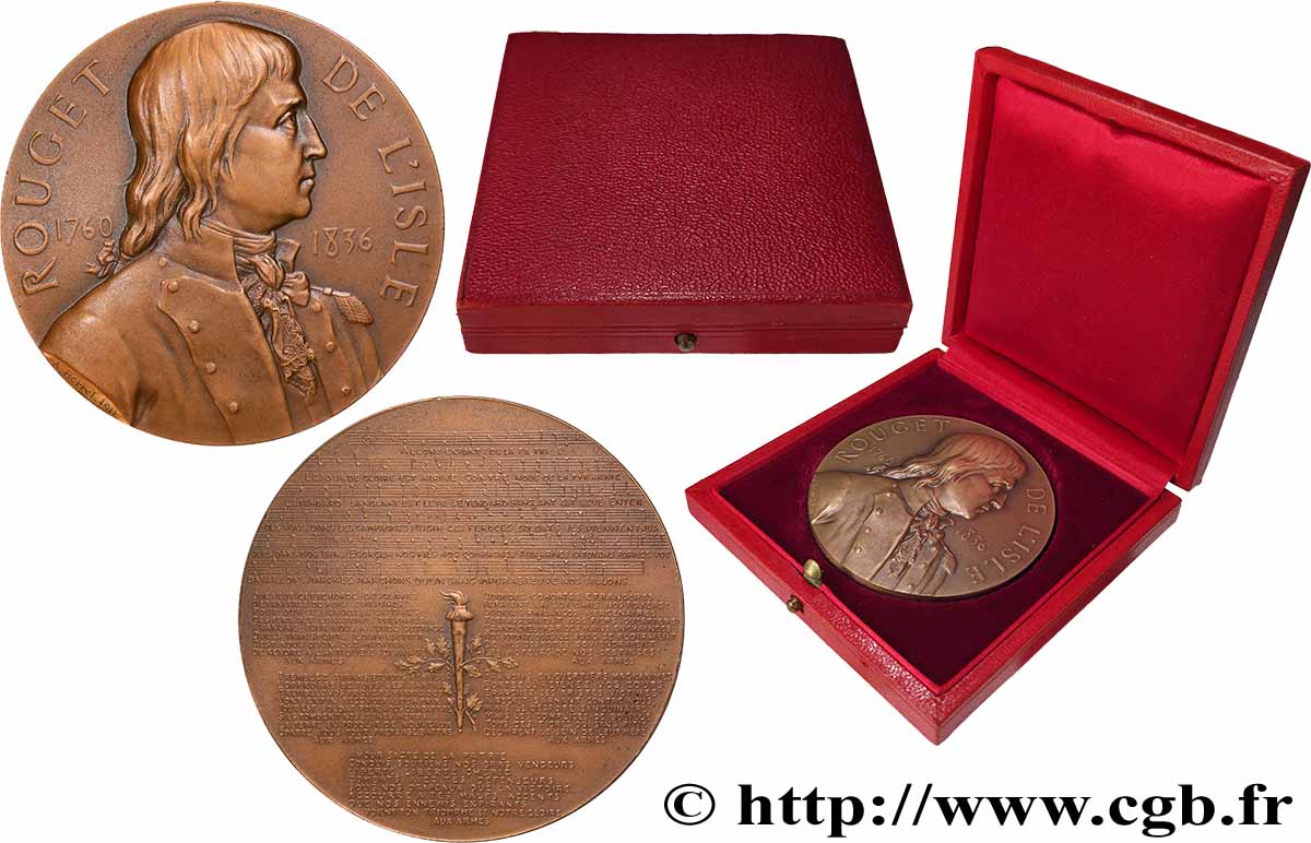 V REPUBLIC Médaille, Rouget de l’Isle, auteur de la Marseillaise, refrappe AU
