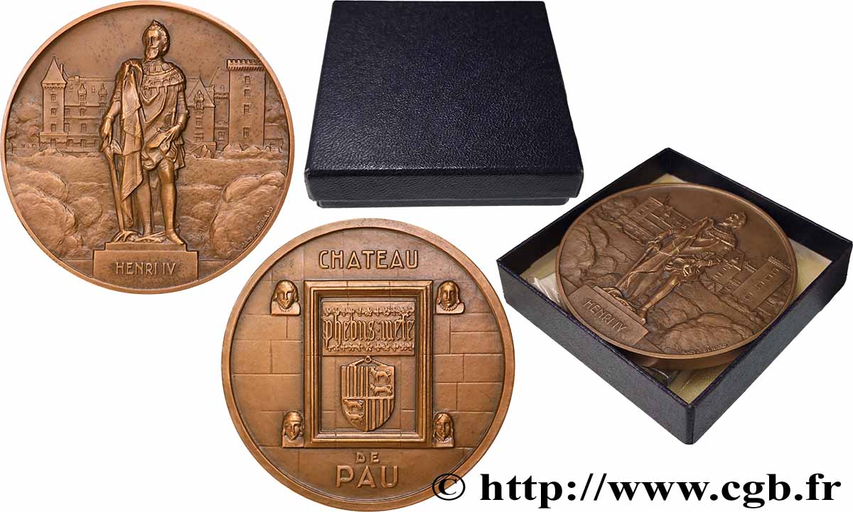QUINTA REPUBBLICA FRANCESE Médaille, Château de Pau, Henri IV, refrappe SPL