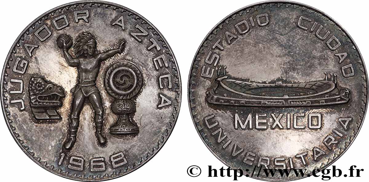 MEXICO Médaille, Joueur aztèque, Université de Mexico SPL