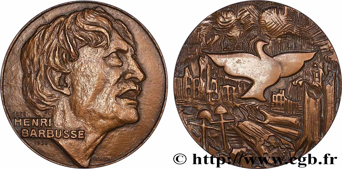 LITERATURE : WRITERS - POETS Médaille, Henri Barbusse, refrappe VZ