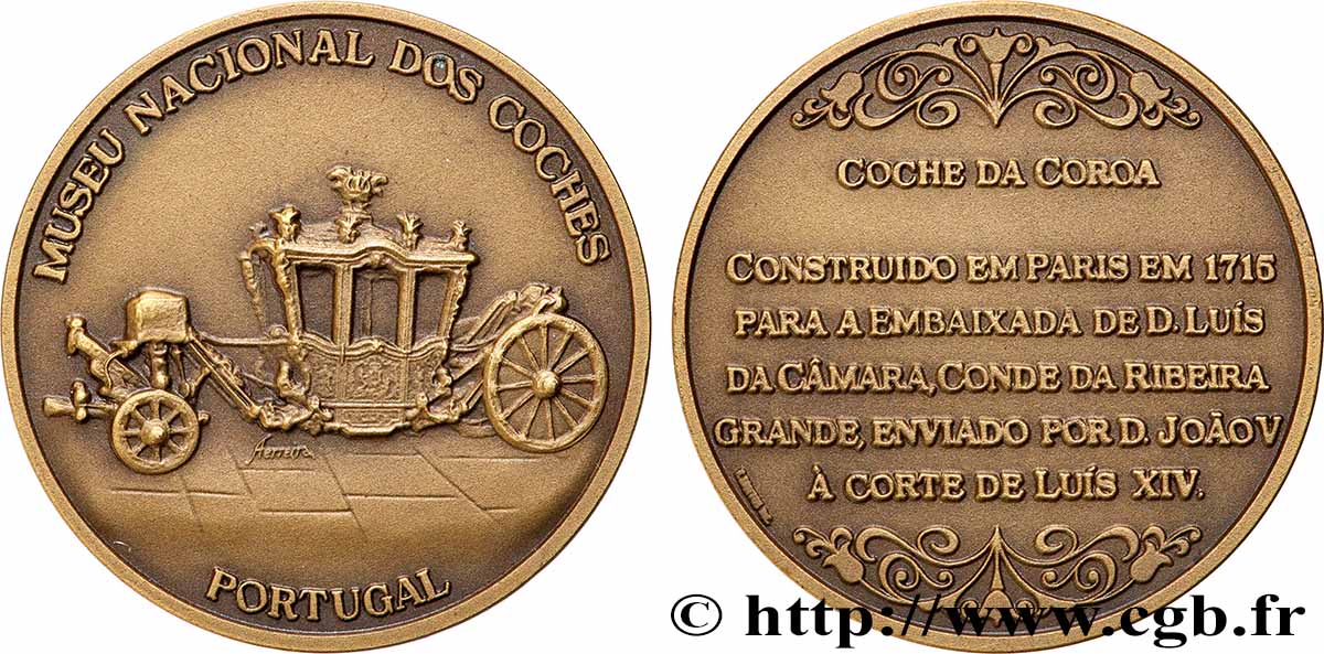 PORTOGALLO Médaille, Museu Nacional dos coches SPL