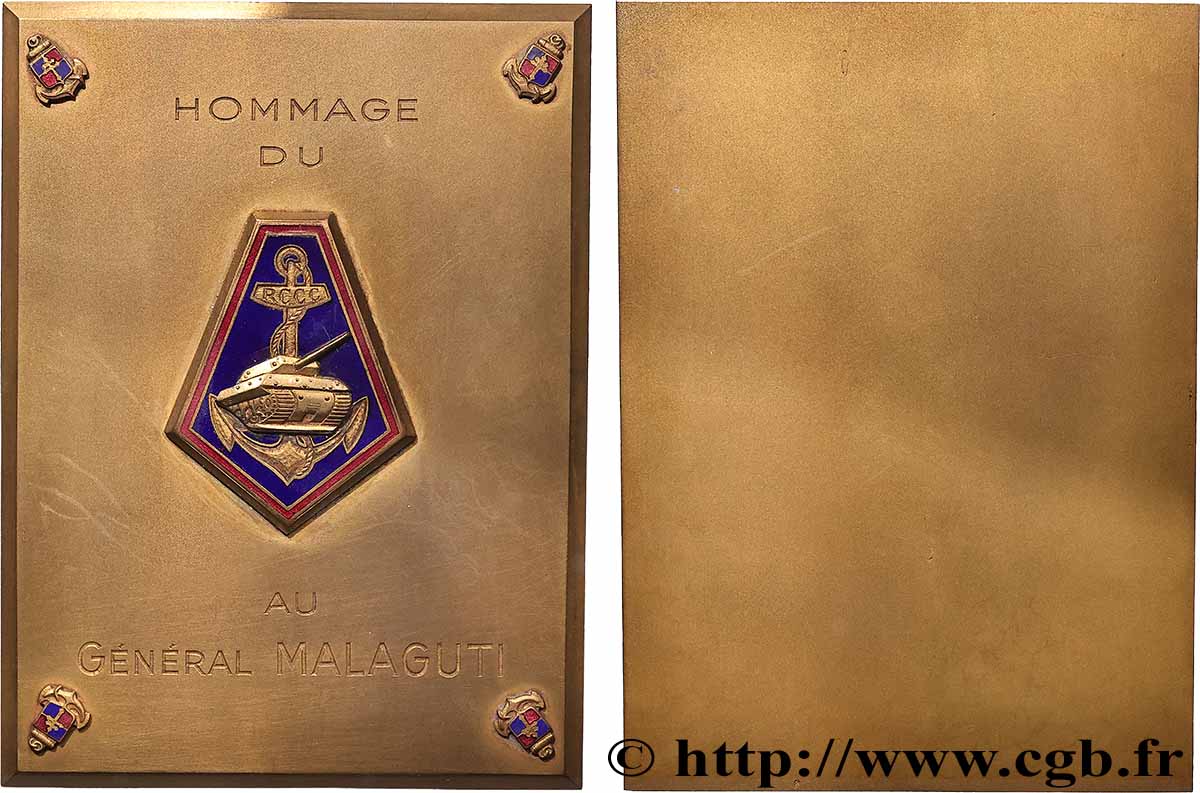 QUARTA REPUBBLICA FRANCESE Plaquette, Hommage du RCCC au Général Malaguti q.SPL