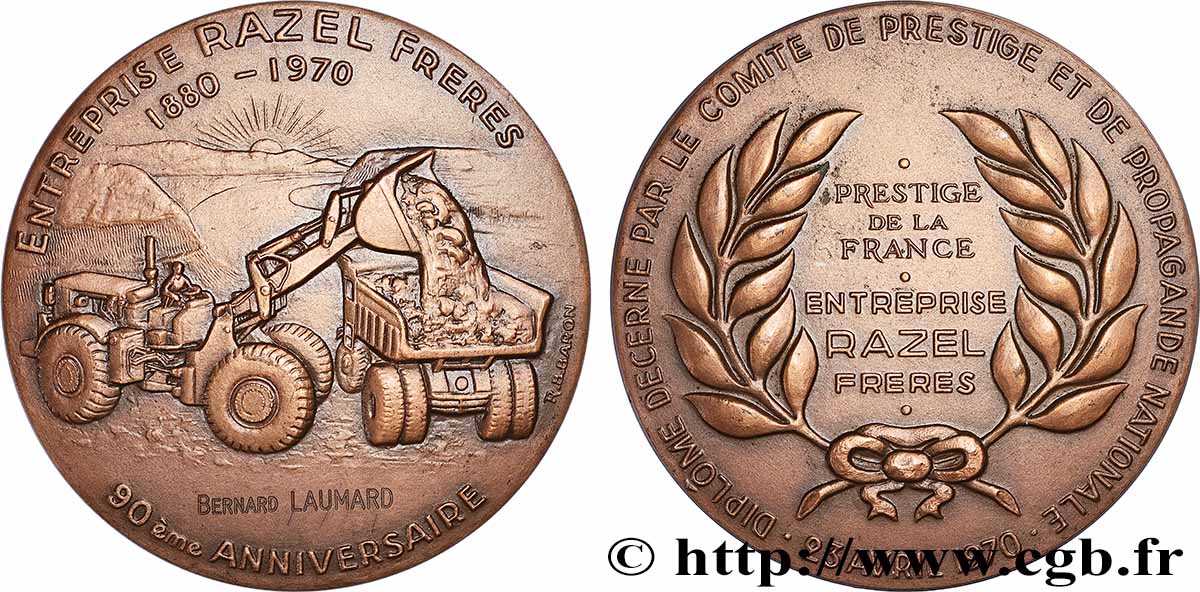 V REPUBLIC Médaille, 90e anniversaire de l’entreprise RAZEL FRERES AU