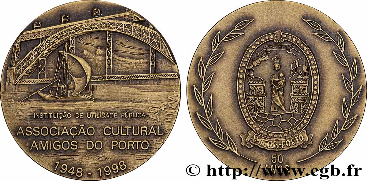 PORTUGAL Médaille, Cinquantenaire des Amis de Porto, n°70 AU