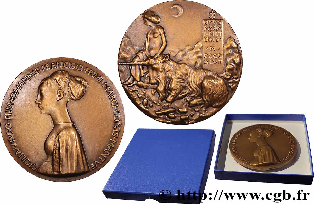 ITALIA Médaille, Cecilia Gonzaga par Pisanello, refrappe SPL