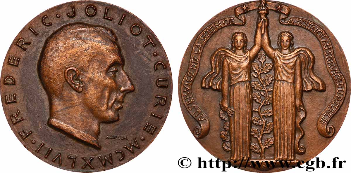 IV REPUBLIC Médaille, Frédéric Joliot-Curie AU