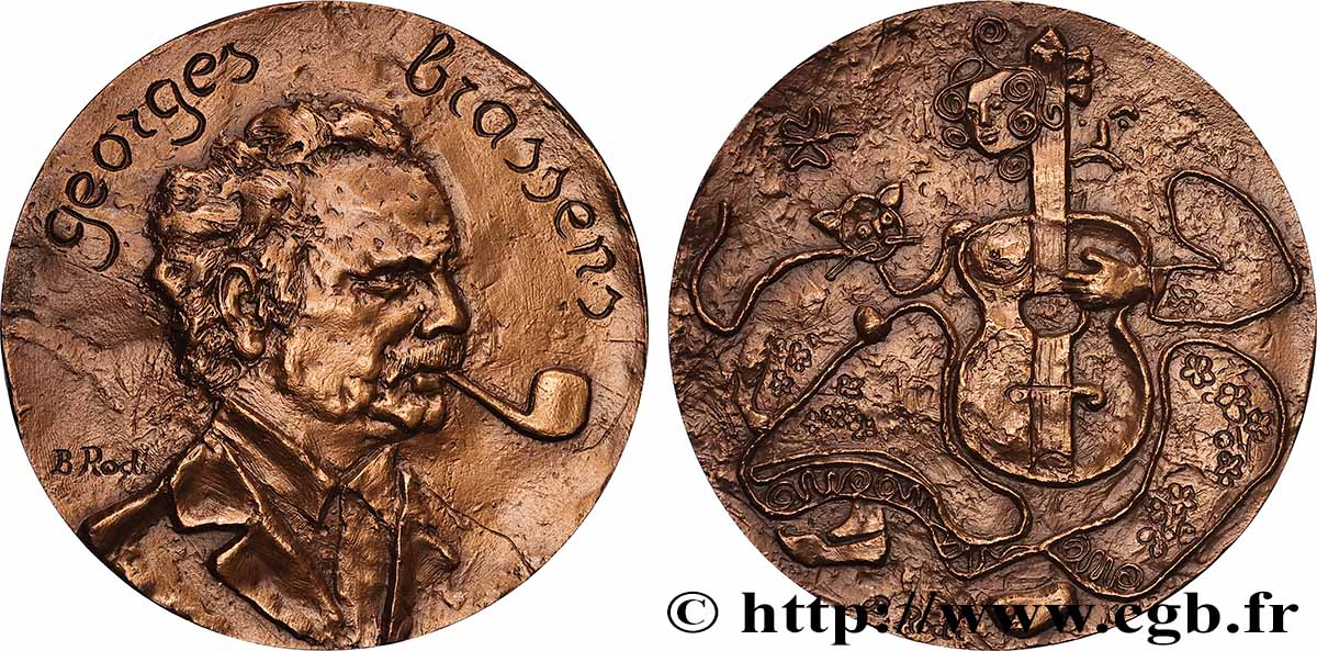 ARTISTES : DANSEURS, MUSICIENS, COMPOSITEURS Médaille, Georges Brassens, refrappe SUP