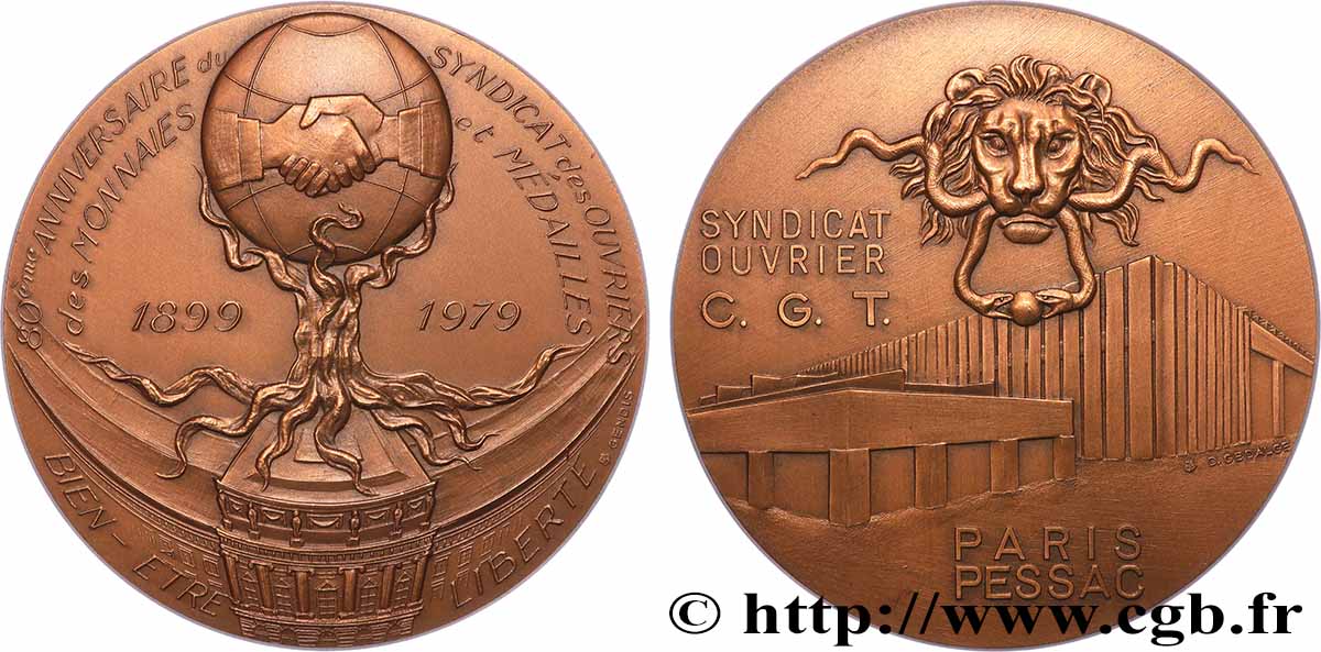 MONNAIE DE PARIS Médaille, 80e anniversaire du Syndicat des ouvriers des monnaies et des médailles SUP+