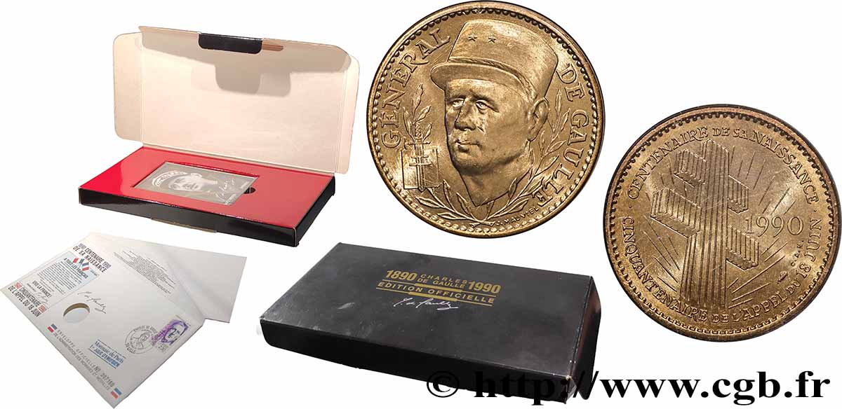 V REPUBLIC Enveloppe “Timbre médaille” n°5, Centenaire de la naissance du Général de Gaulle MS