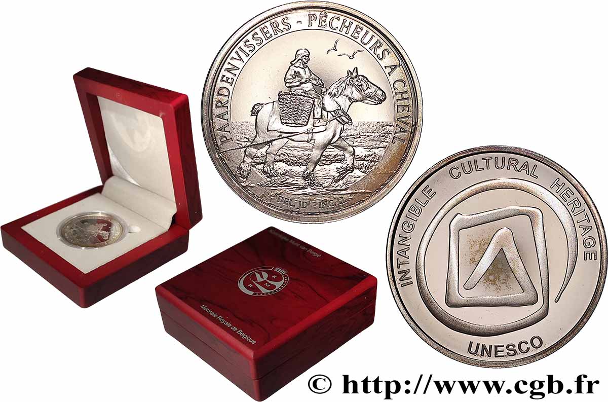 BELGIQUE Médaille, Pêcheurs à cheval, Unesco BE