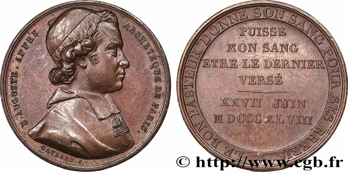 DEUXIÈME RÉPUBLIQUE Médaille, Denys Auguste Affre TTB+/SUP