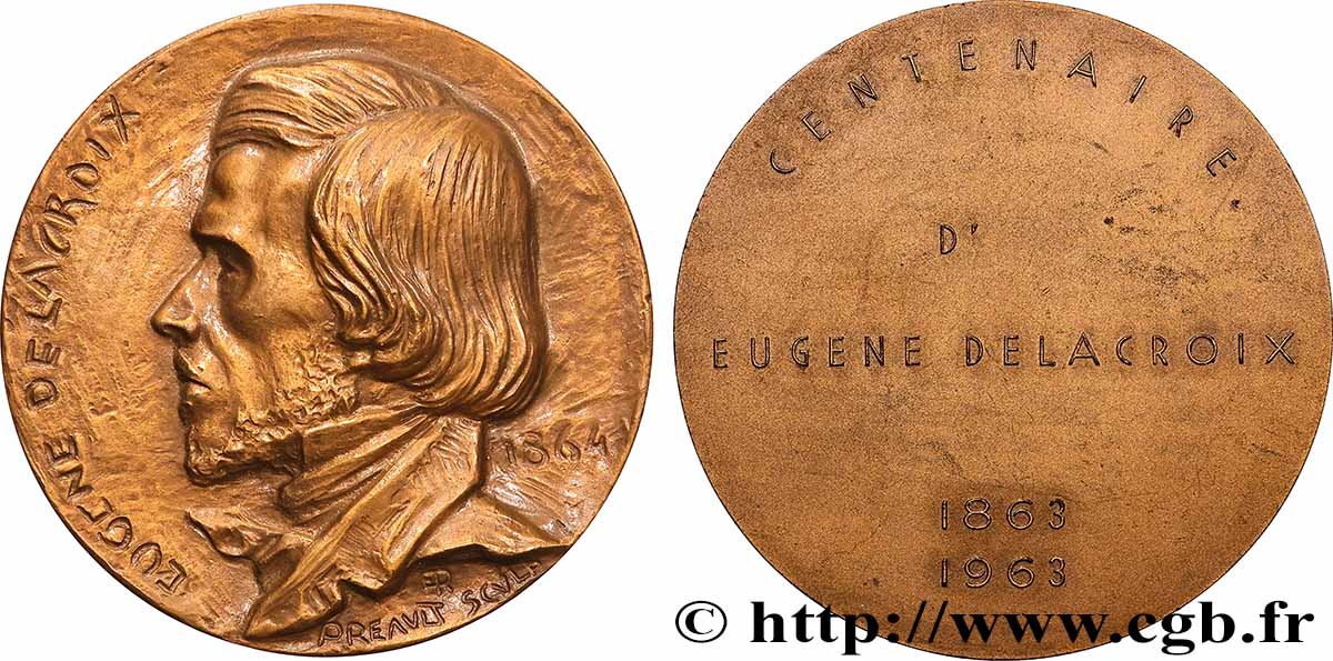 ARTISTES : GRAVEURS, PEINTRES, SCULPTEURS, DESSINATEURS Médaille, Centenaire d’Eugène Delacroix SUP