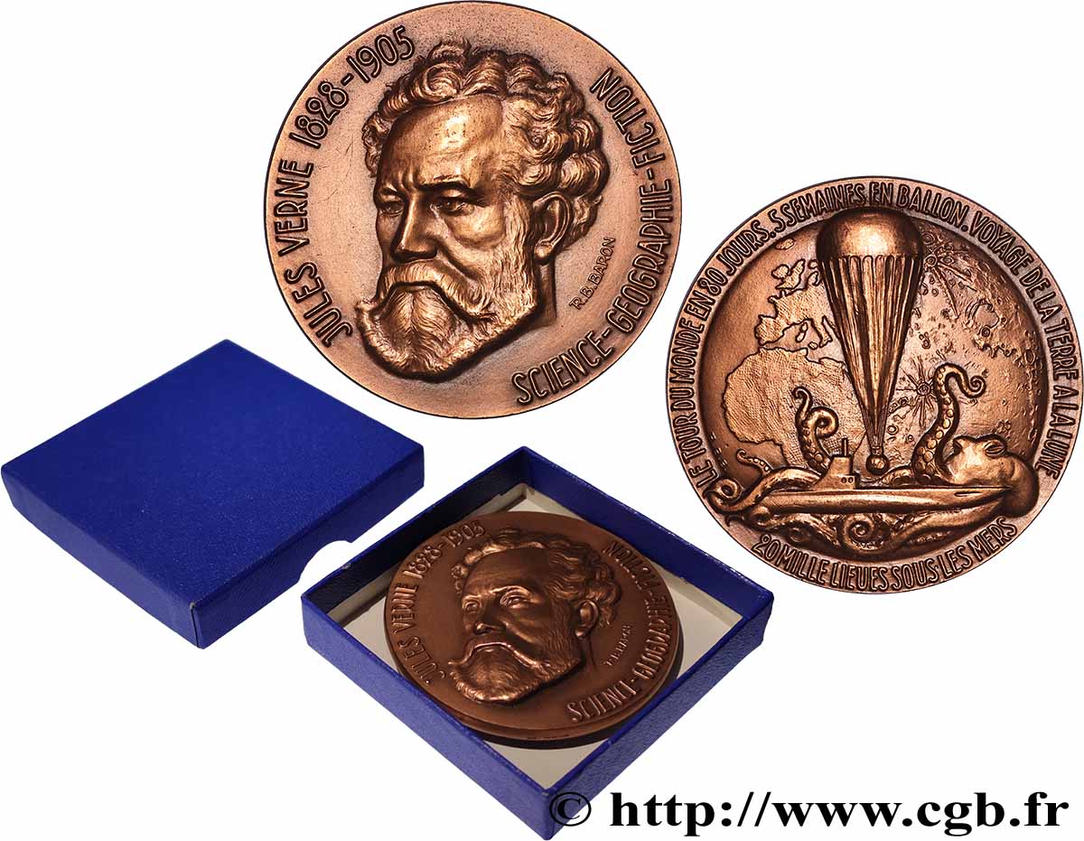 LITTÉRATURE : ÉCRIVAINS/ÉCRIVAINES - POÈTES Médaille, Jules Verne, refrappe SUP
