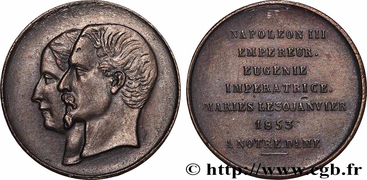 ZWEITES KAISERREICH Médaille, Mariage de Napoléon III et d’Eugénie SS