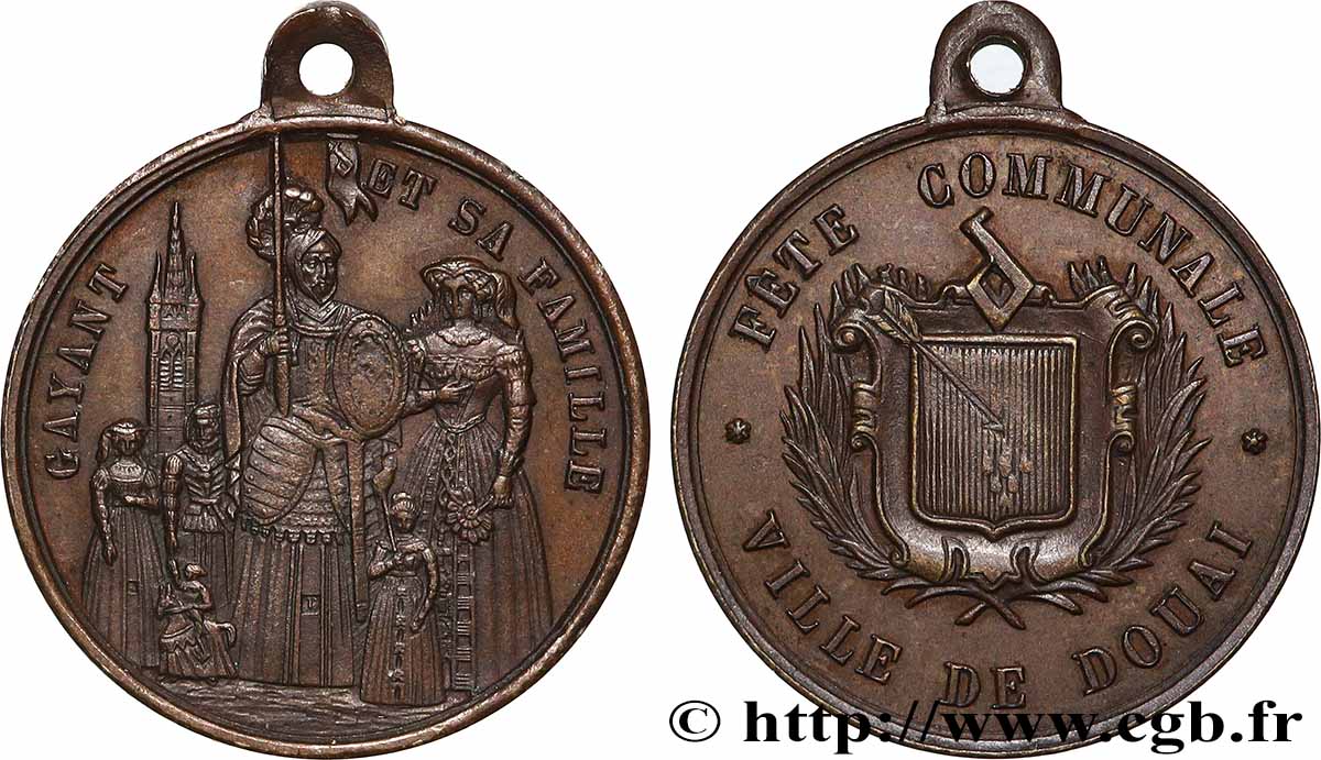 VILLES ET MAIRIES Médaille, Gayant et sa famille, Fête communale fVZ